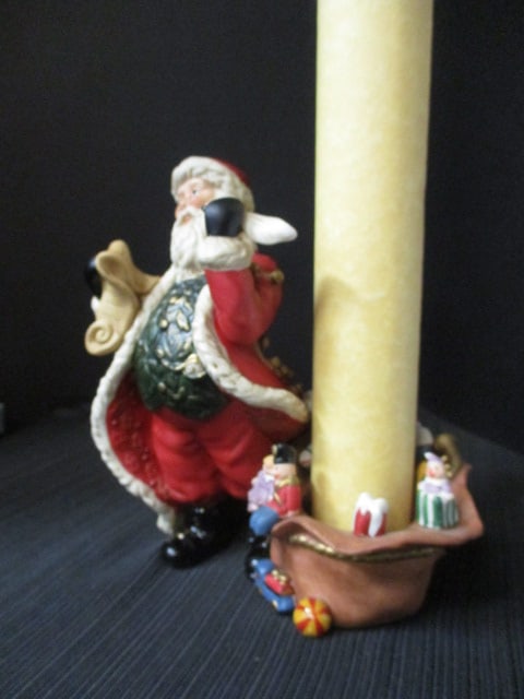 Party Lite "Santa Checking His List" Candle Holder in Original Box and Extra - 6