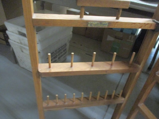 Antique 1920s Sew-Tidy Bifold Wood Thread Caddy Stand - 3