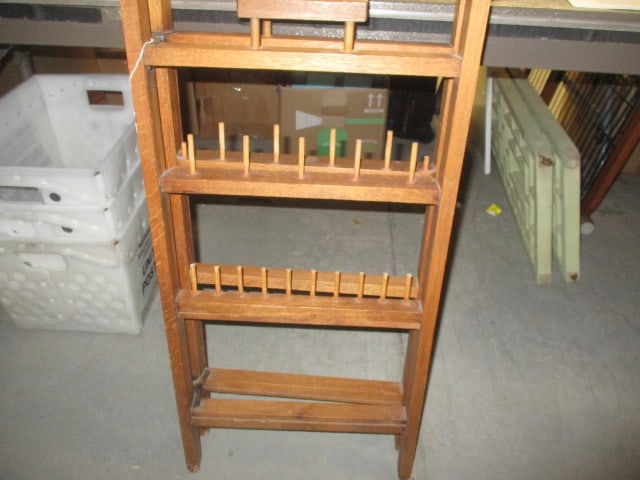 Antique 1920s Sew-Tidy Bifold Wood Thread Caddy Stand - 4