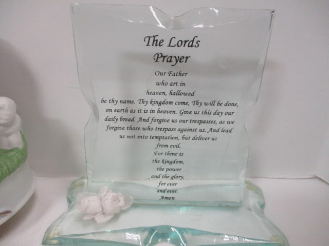 Vintage Porcelain Ceramic "Joy to the World" Manger Music Box, Etched Glass - 2