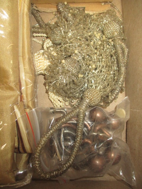 4 New Curtain Panels, Beaded Tie Backs, and Curtain Rod Holders and Hooks - 2