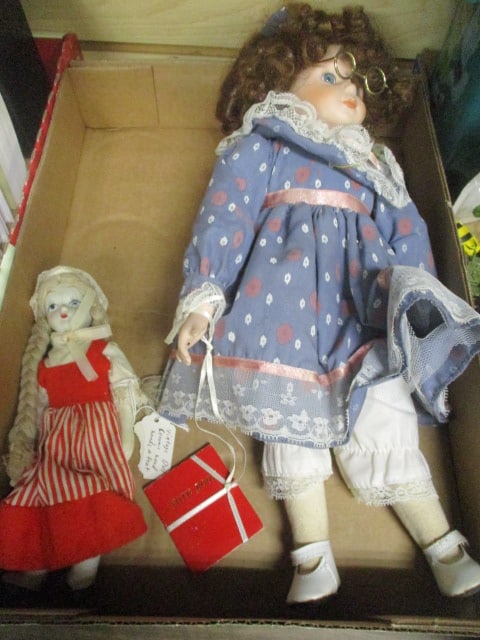 Brinn's Porcelain and Cloth Doll and Small Vintage Ceramic and Cloth Doll: see pictures and preview for selection and condition