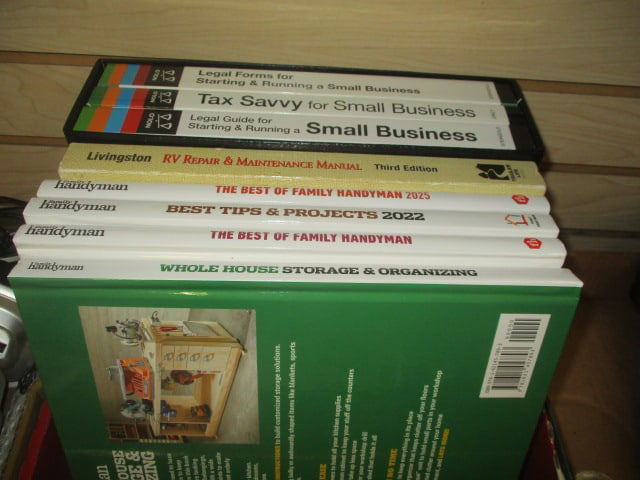 4 Family Handyman Books, Livingston RV Repair Book, and 3 NOLO Legal: and Tax Guides 