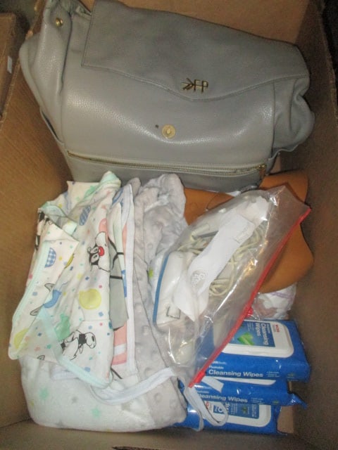 Baby Lot - Diaper Bag, Blanket, Baby Monitor, Plastic Bib, Diapers, etc. (1 of 6)