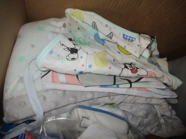 Baby Lot - Diaper Bag, Blanket, Baby Monitor, Plastic Bib, Diapers, etc. - 3