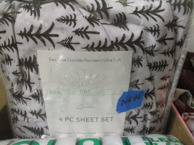 New Old Stock R&S 4-Piece Queen Sheet Set, Albi Fleece Blanket Throw, and - 3