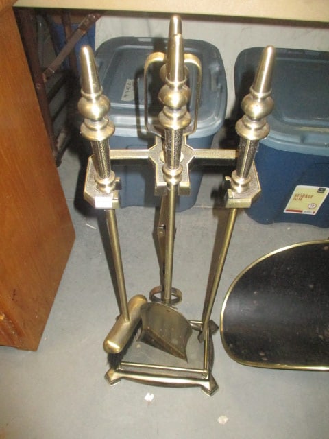 Vintage 6-Piece Brass Fireplace Tool Set - 3