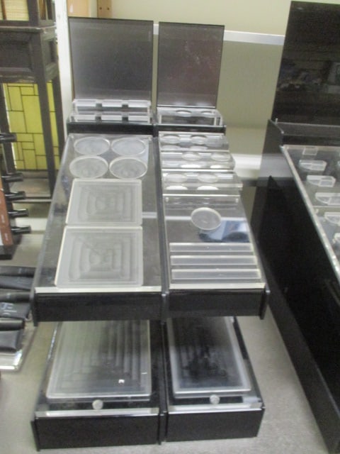 2 Glo Skin Beauty Makeup Counter Display Stand: 6" x 21 1/2" x 21 1/4" and 7" x 21 1/2" x 21 1/4" 