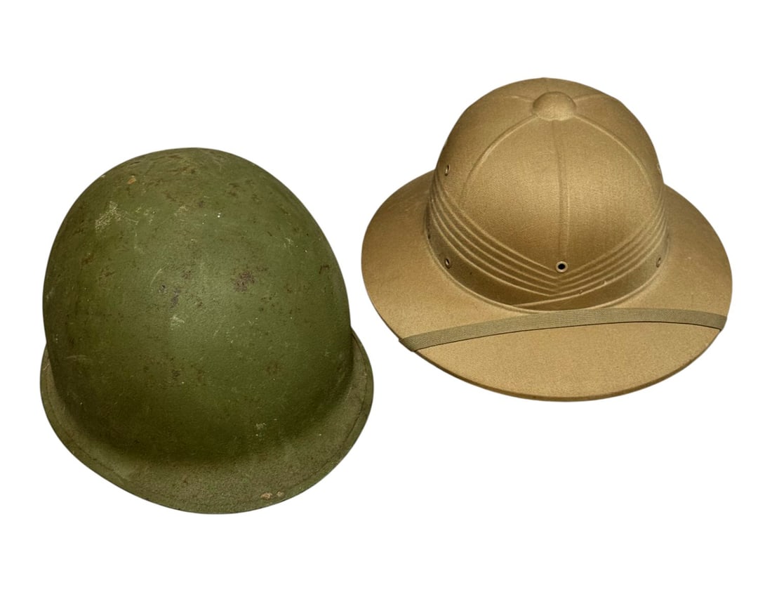 Korean War M1 Helmet and Vietnam Era Pith Helmet (1 of 11)