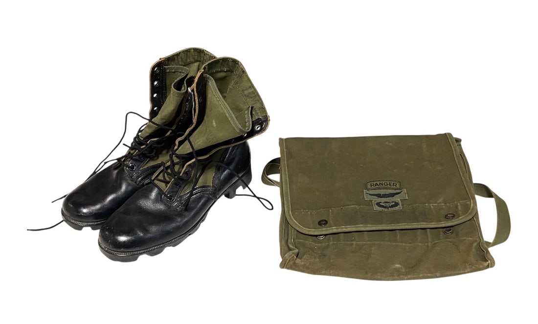 Pair of Addison Ro-Search Vietnam Era Boots and Map Case (1 of 8)