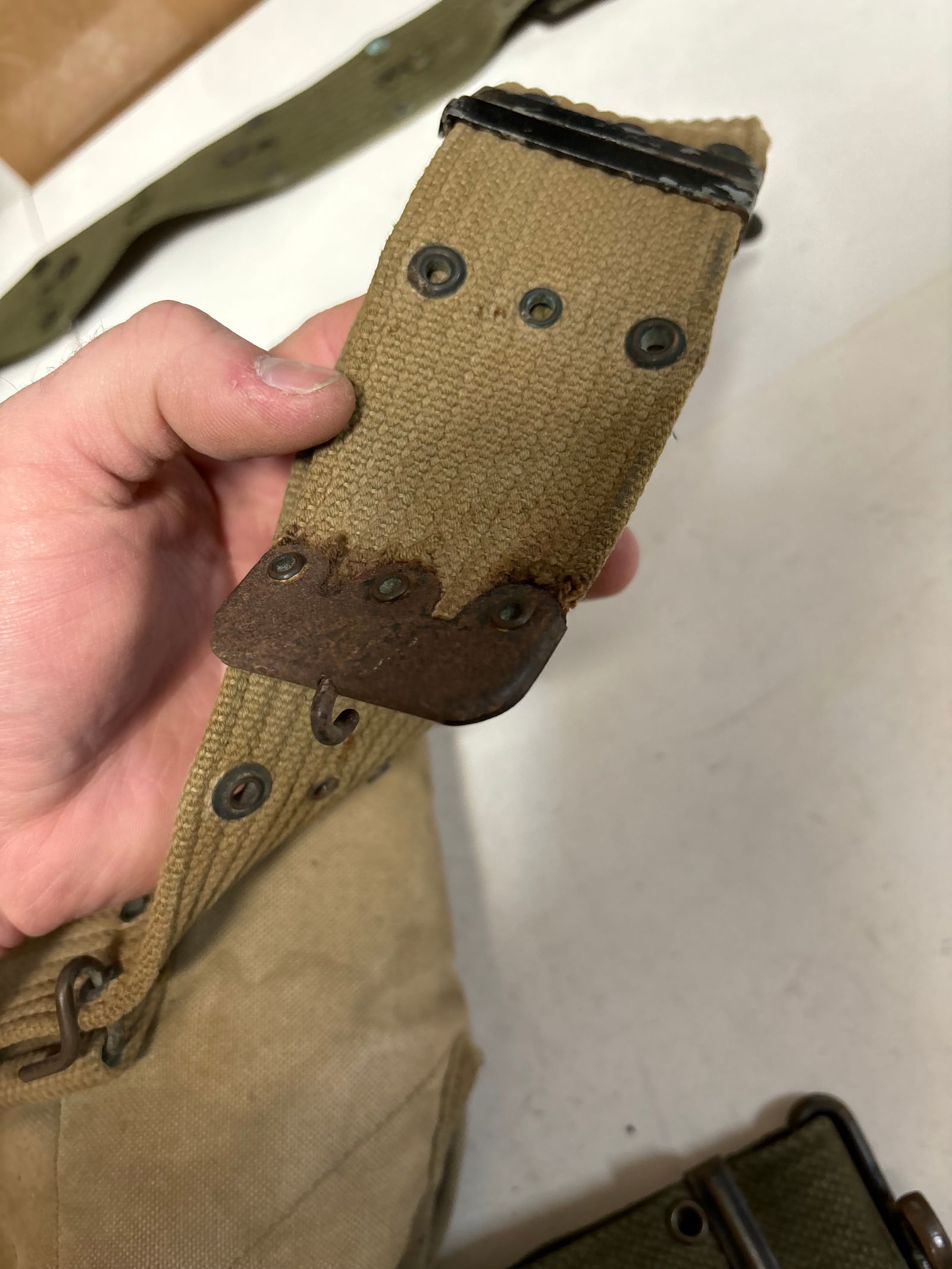 (3) WWII Belts with Miscellaneous Attachments - 16