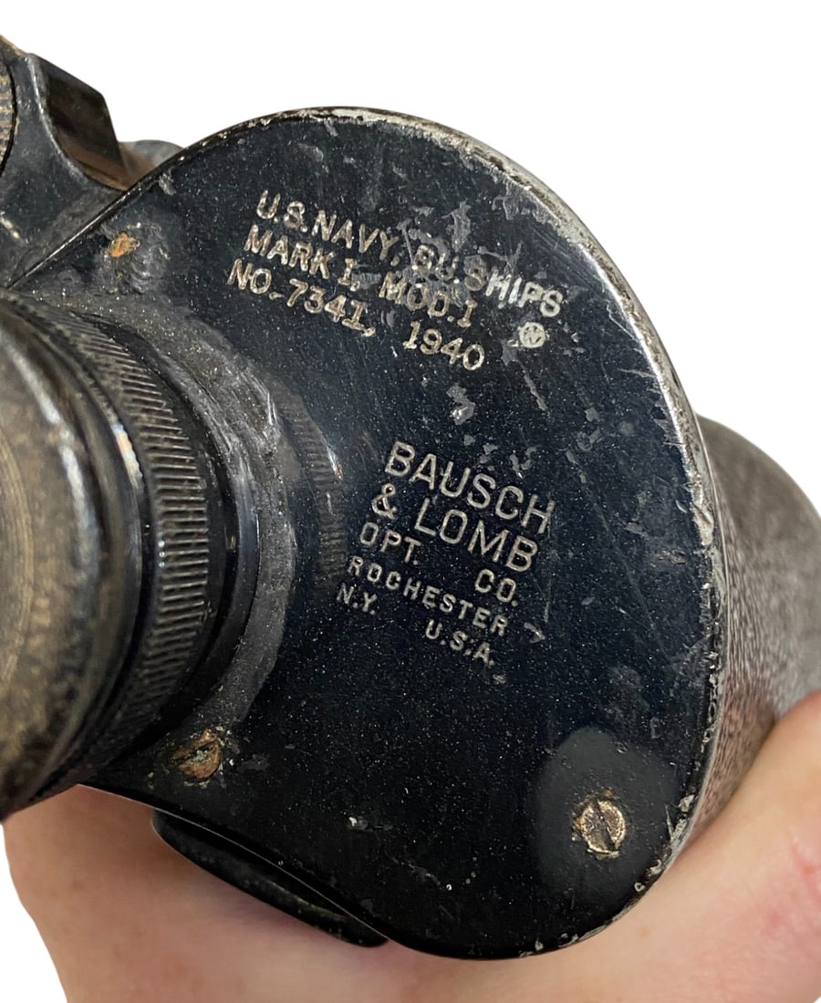 WWII 1940 USN Bausch & Lomb Binoculars with Case - 3