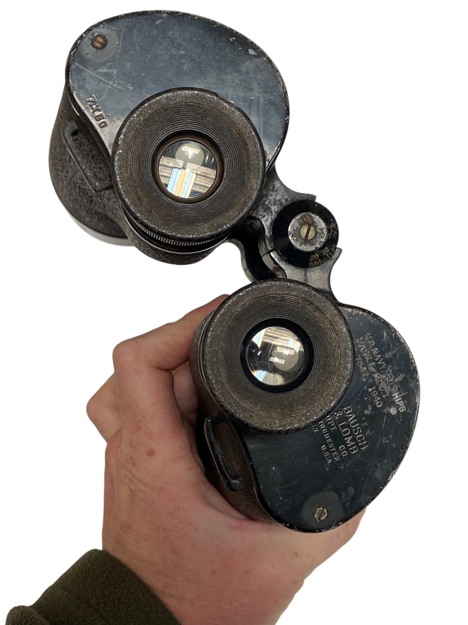 WWII 1940 USN Bausch & Lomb Binoculars with Case - 7