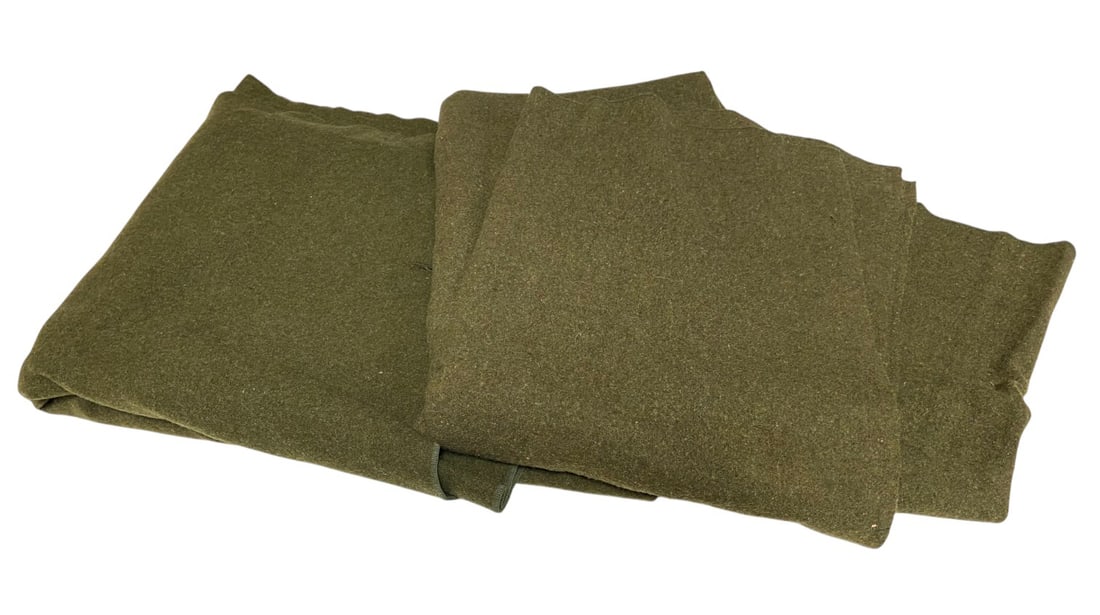 (2) WWII US Army Wool Blankets: In used condition. Some minor rips. See Photos.