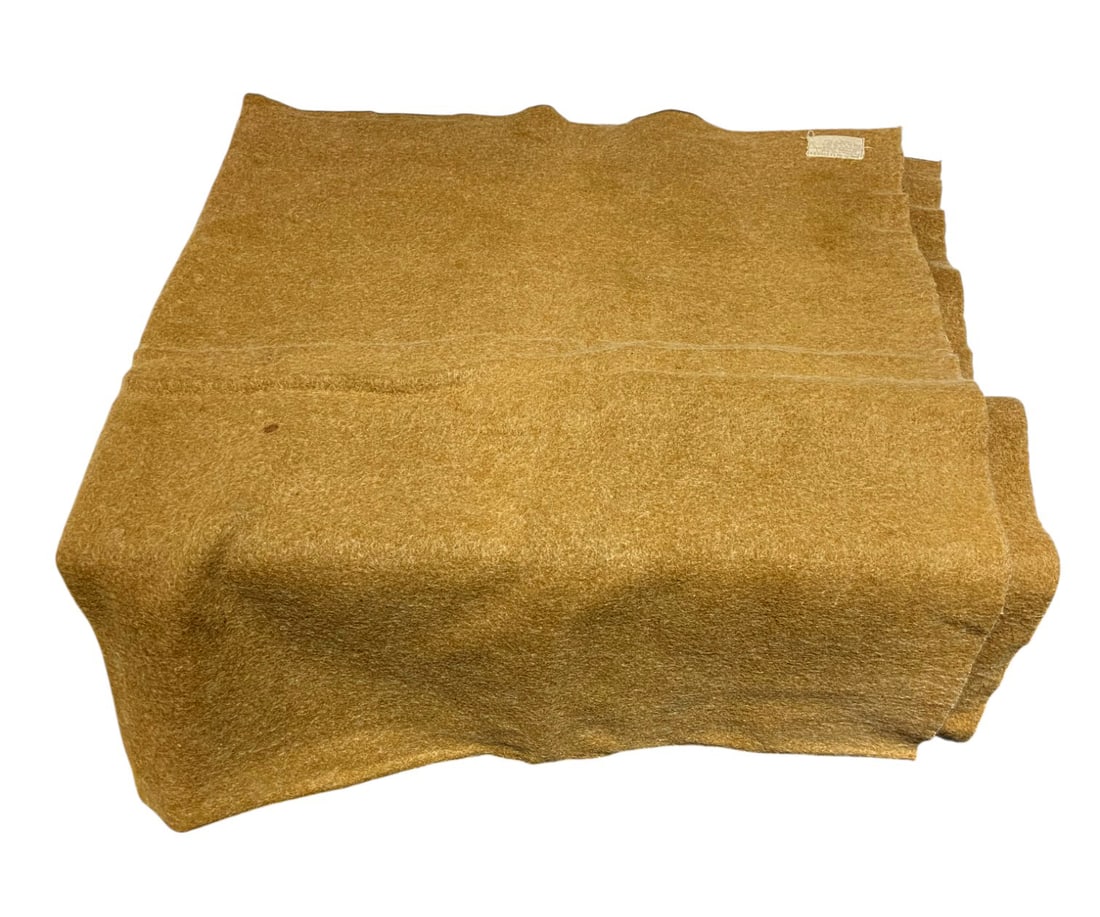 WWII US Army Tan Wool Blanket 4-4-45 Dated - 2
