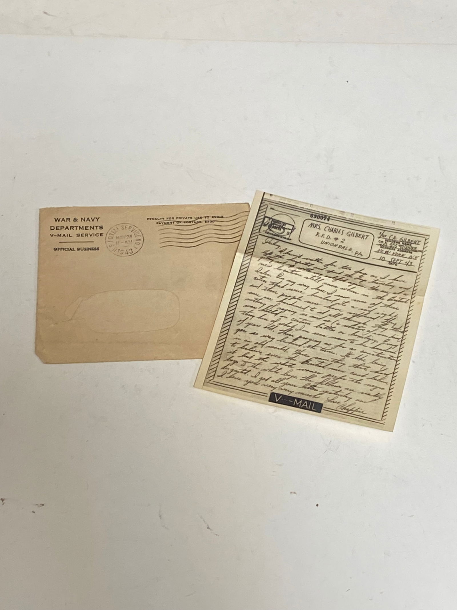 WWII US Paper Grouping to Charles A Gilbert - 7