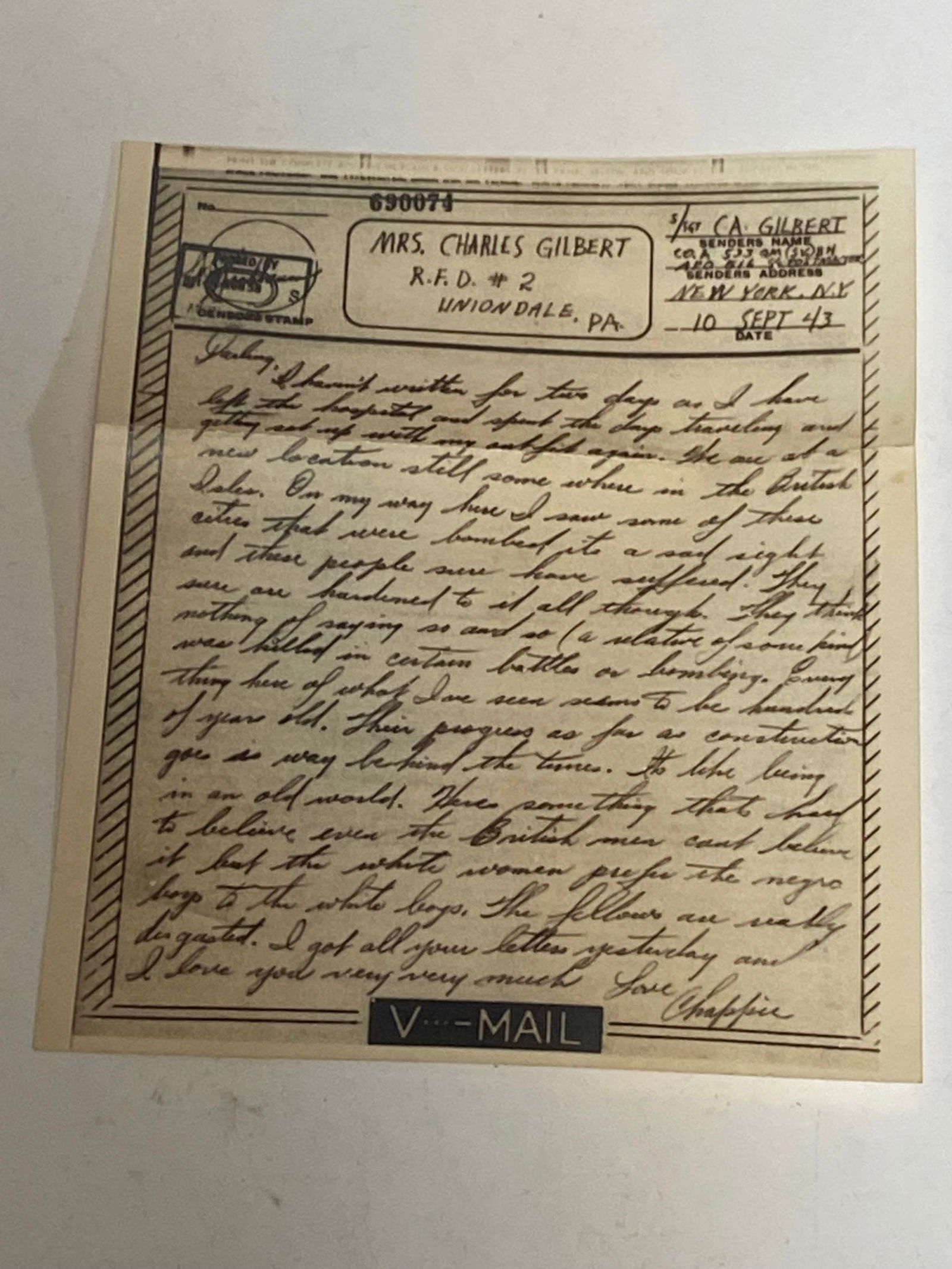 WWII US Paper Grouping to Charles A Gilbert - 8