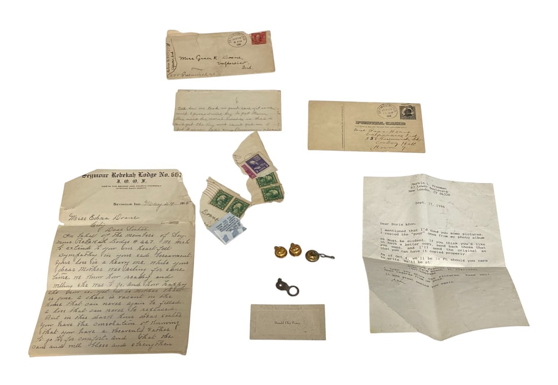 WWII Grouping to Donald Clay Penny: Photos, Letter, ID Card, Pins, and more