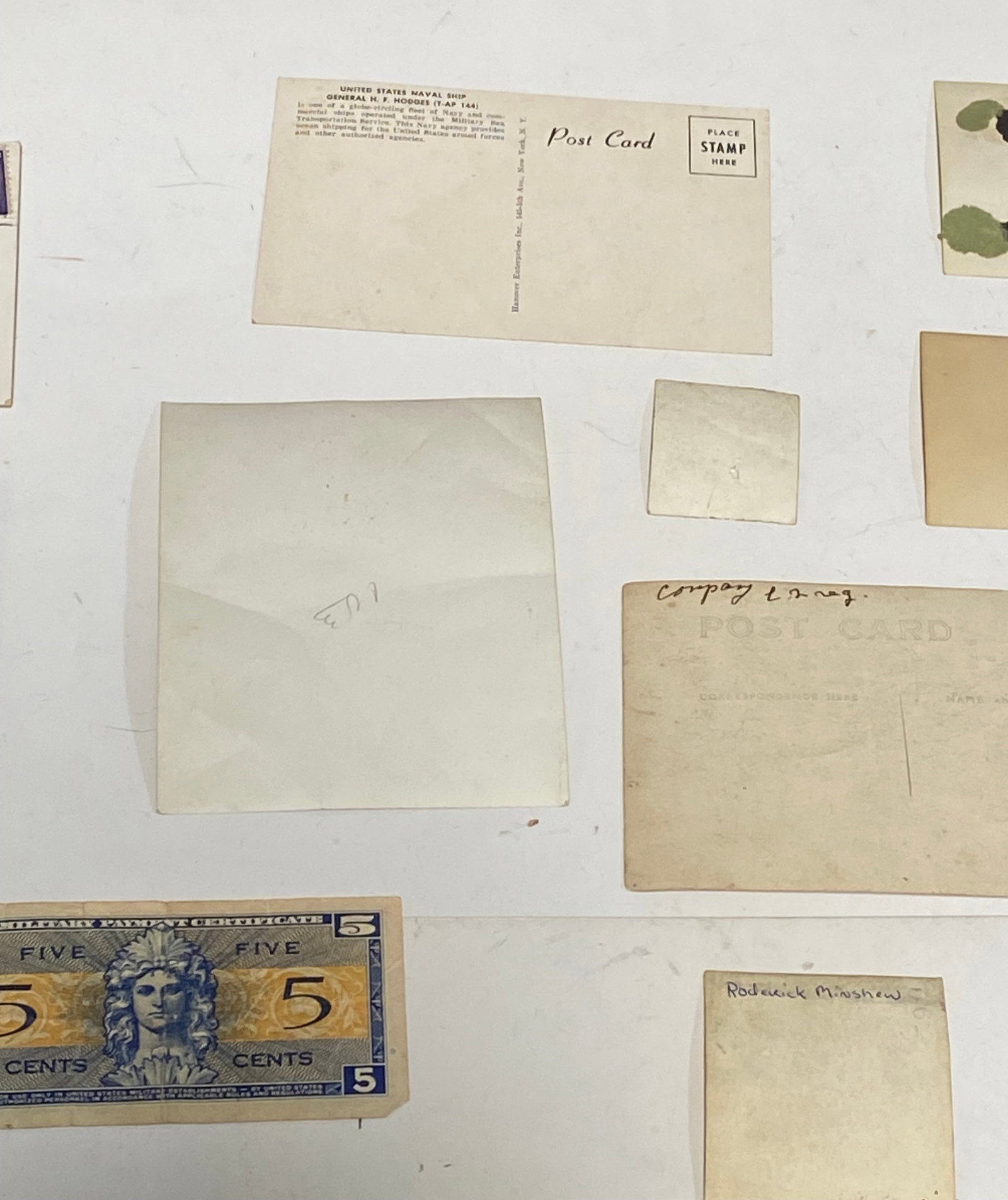 Various WWI-WWII Pictures, Post Cards, and Paper Items - 20