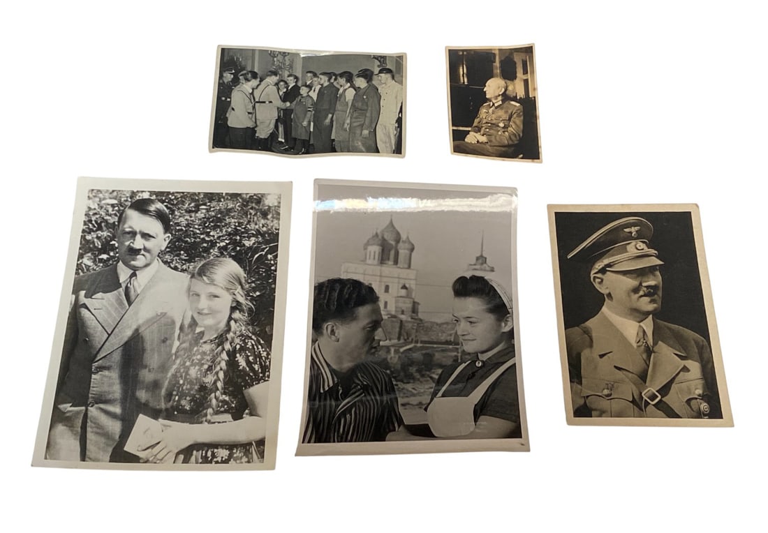 (5) German WWII Photos with Adolf Hitler with Others: See photos
