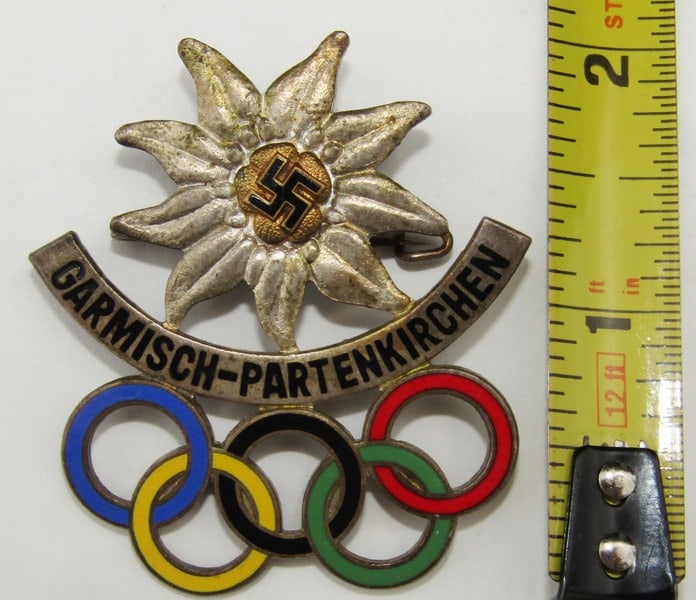 RARE MINT 1936 Garmisch-Partenkirchen Winter Olympics Enamel Badge - 5