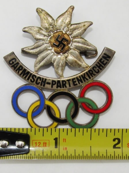 RARE MINT 1936 Garmisch-Partenkirchen Winter Olympics Enamel Badge - 6