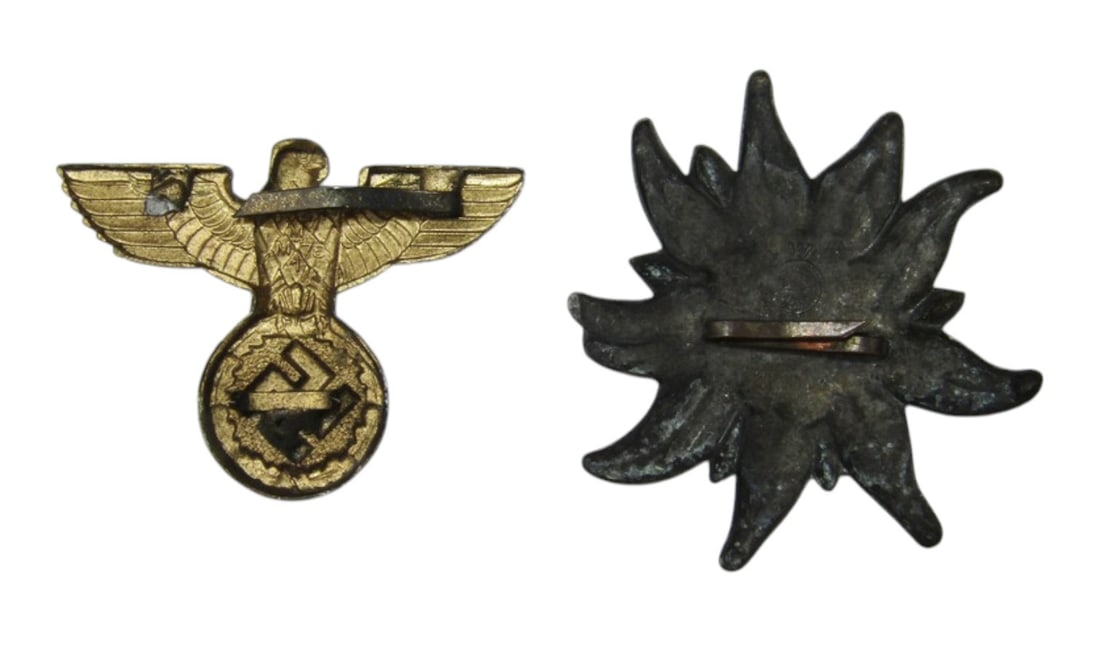 NSKK/SA Cap Eagle & Edelweiss Cap Insignia - Maker Marked - 2