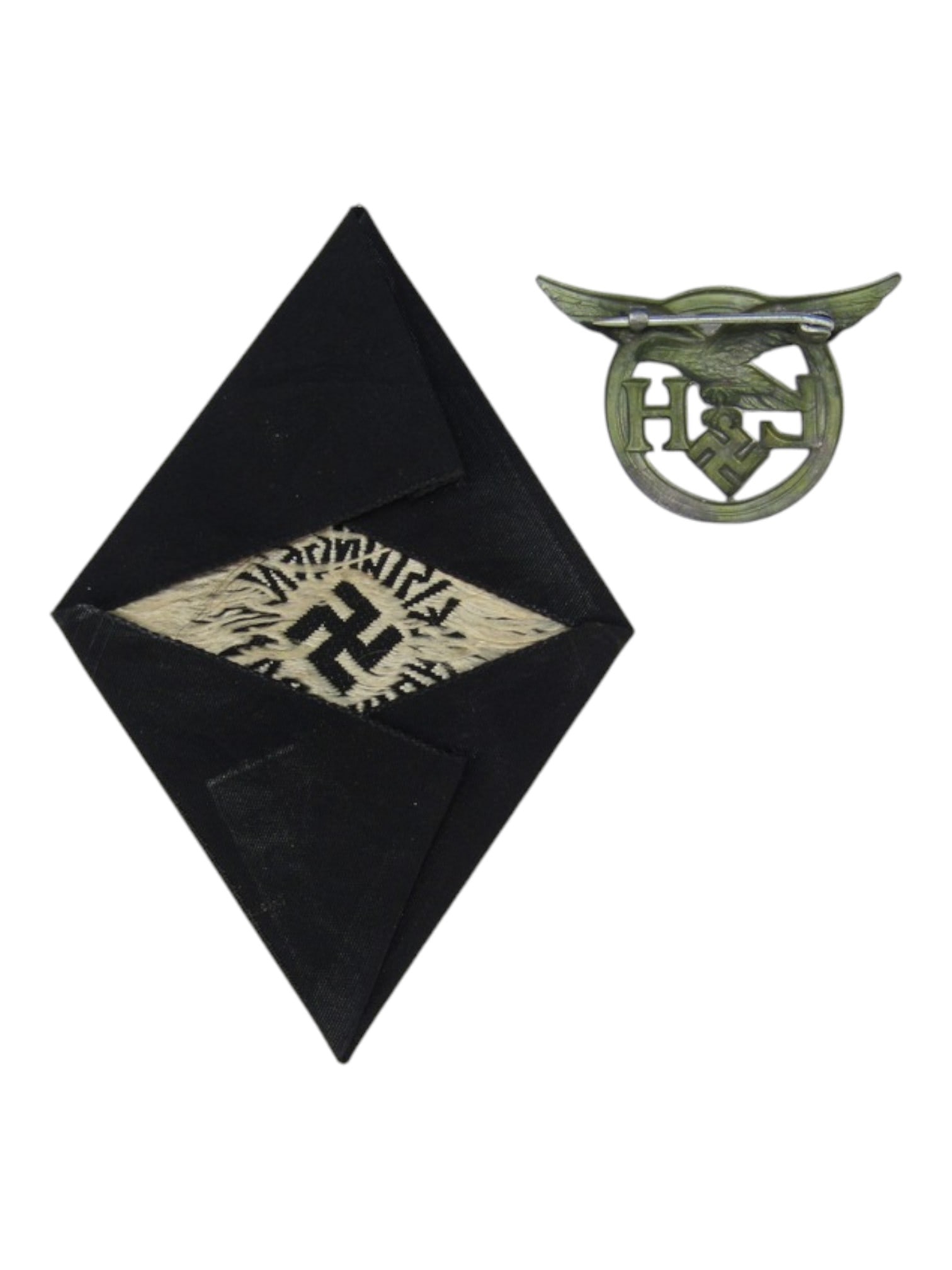 Hitler Youth Cloth Version Proficiency Badge in Silver & RARE Luftwaffe Helferin Badge - 2