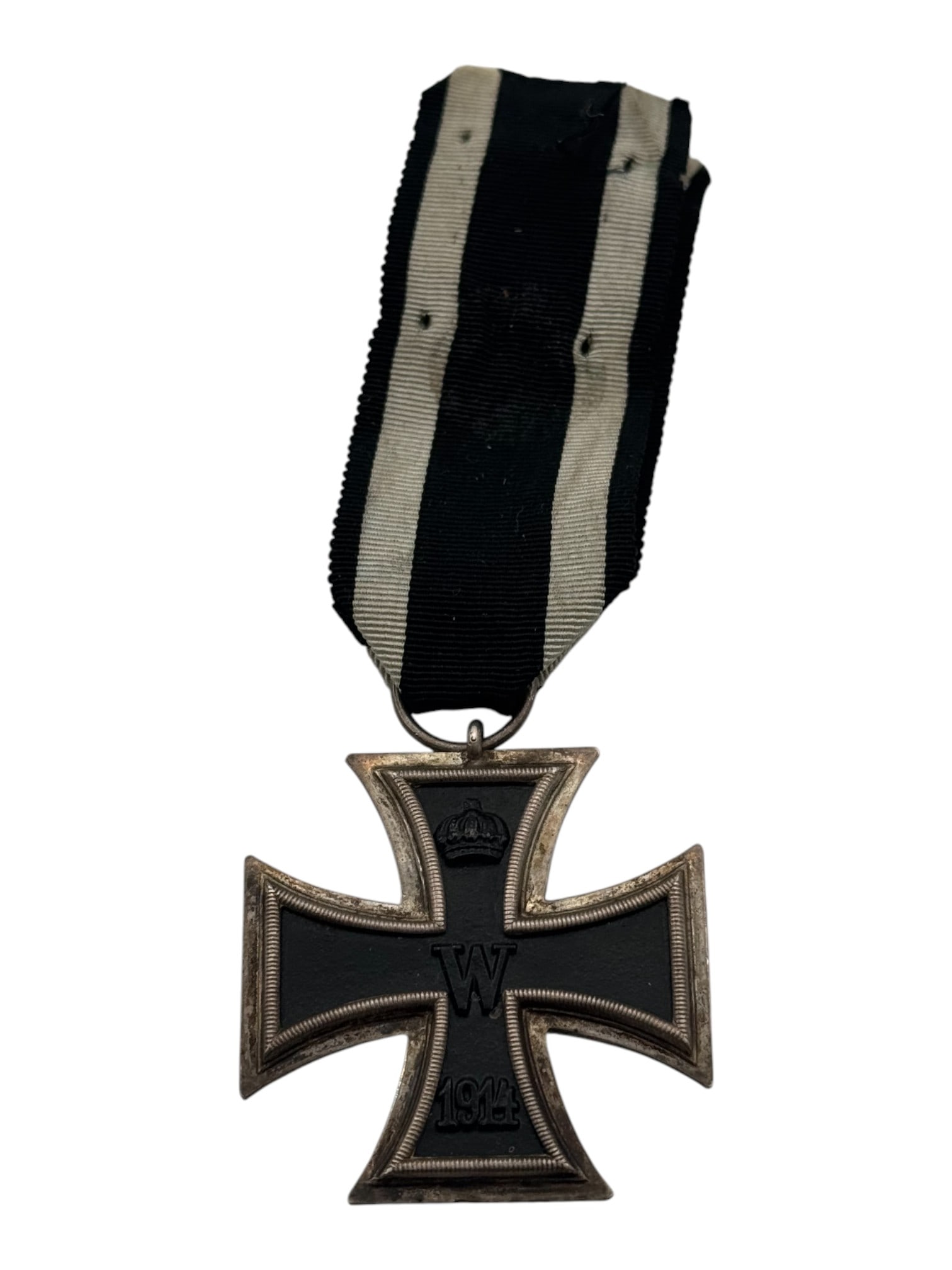German WWI Iron Cross 2nd Class with Ribbons: 3pc. Construction with magnetic center. Excellent collectible example. See photos for details