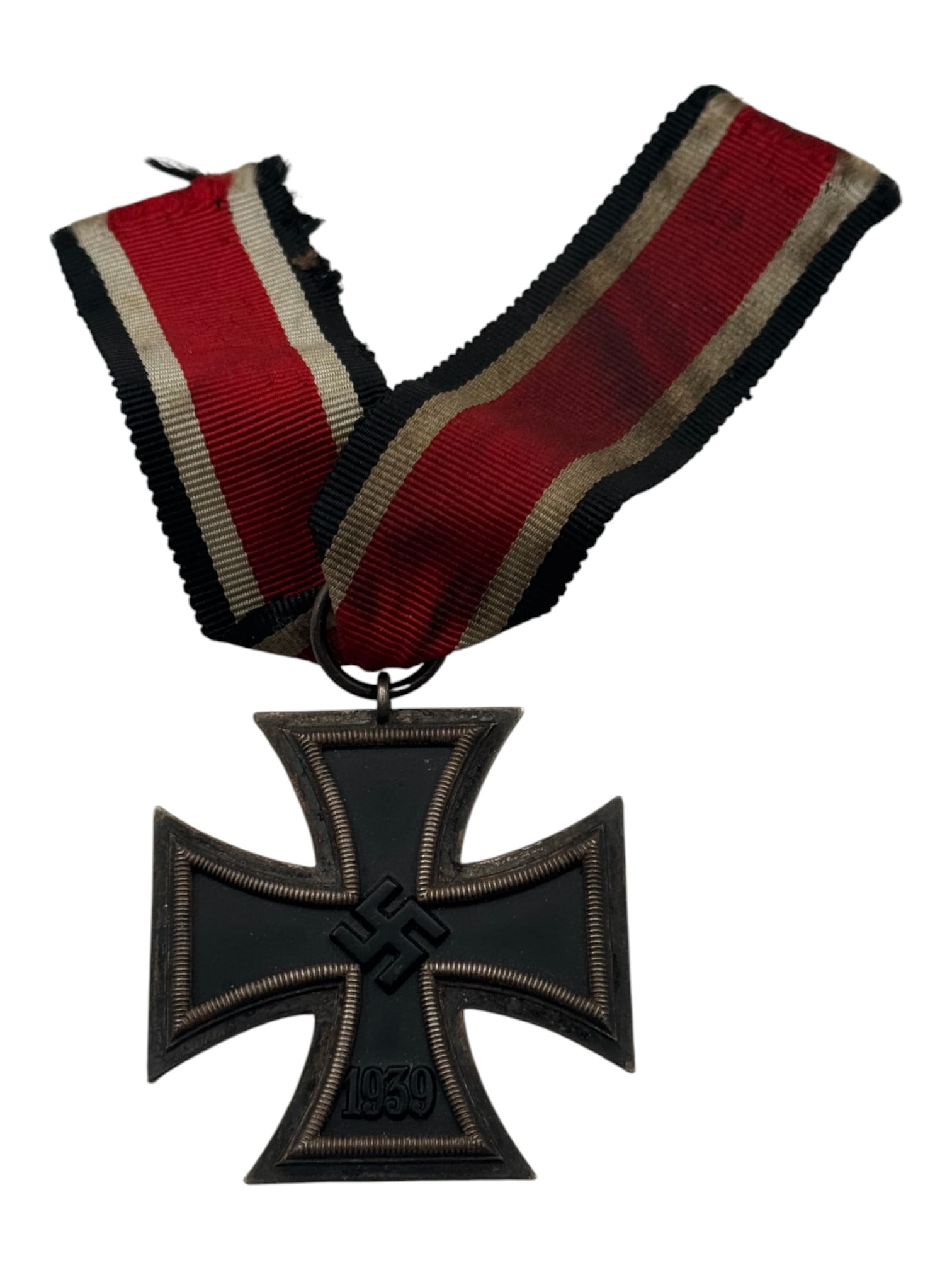 German WWII Iron Cross 2nd Class with Ribbons: 3pc. Construction with magnetic center. Excellent collectible example. See photos for details