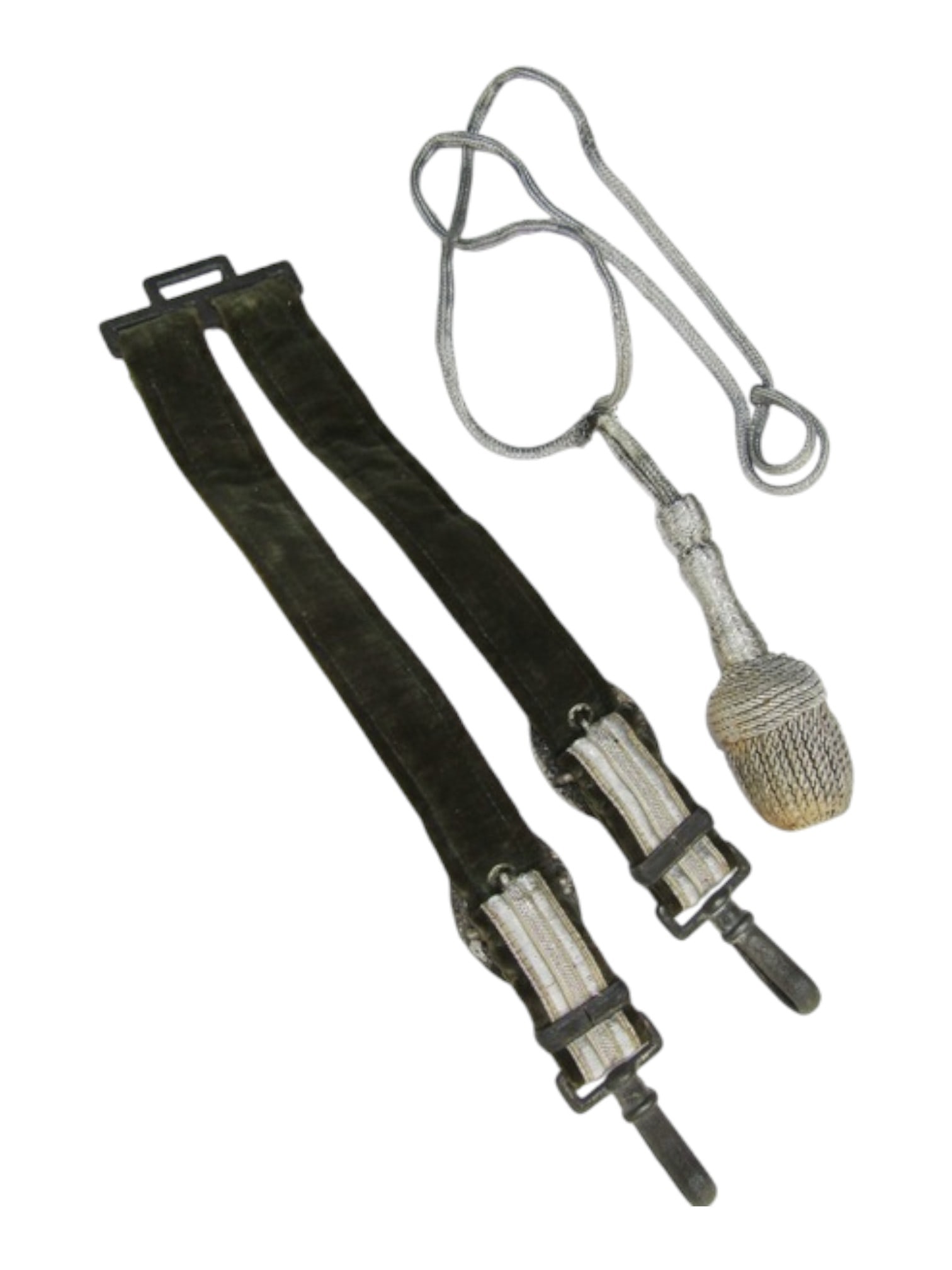 German WWII Original Heer Officer's Dagger Hangers and Silver Portepee - 2