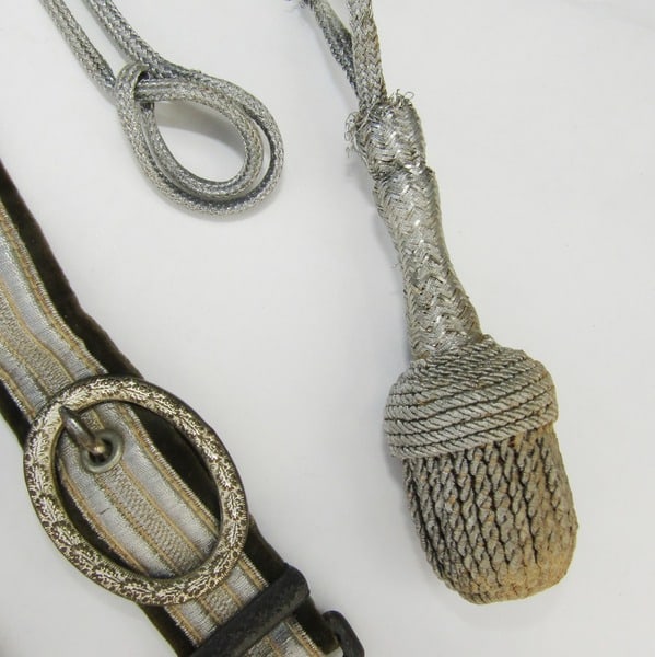 German WWII Original Heer Officer's Dagger Hangers and Silver Portepee - 6