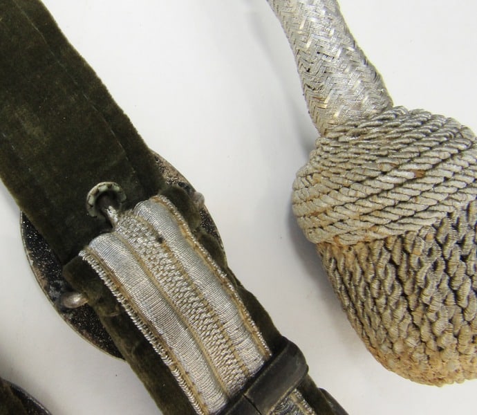 German WWII Original Heer Officer's Dagger Hangers and Silver Portepee - 8