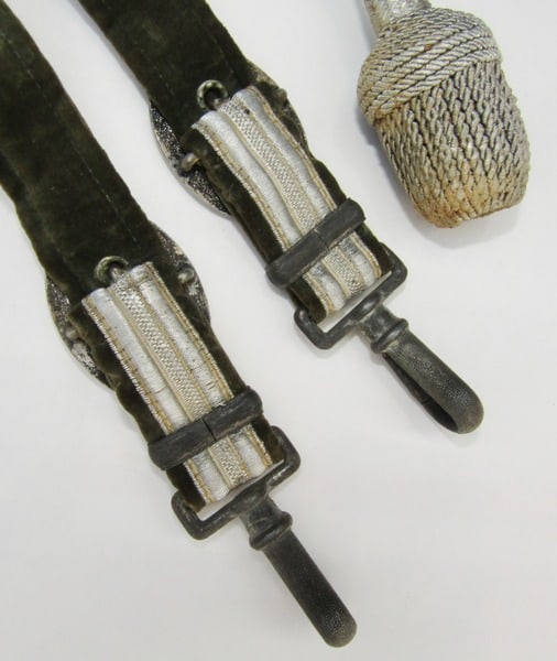 German WWII Original Heer Officer's Dagger Hangers and Silver Portepee - 9