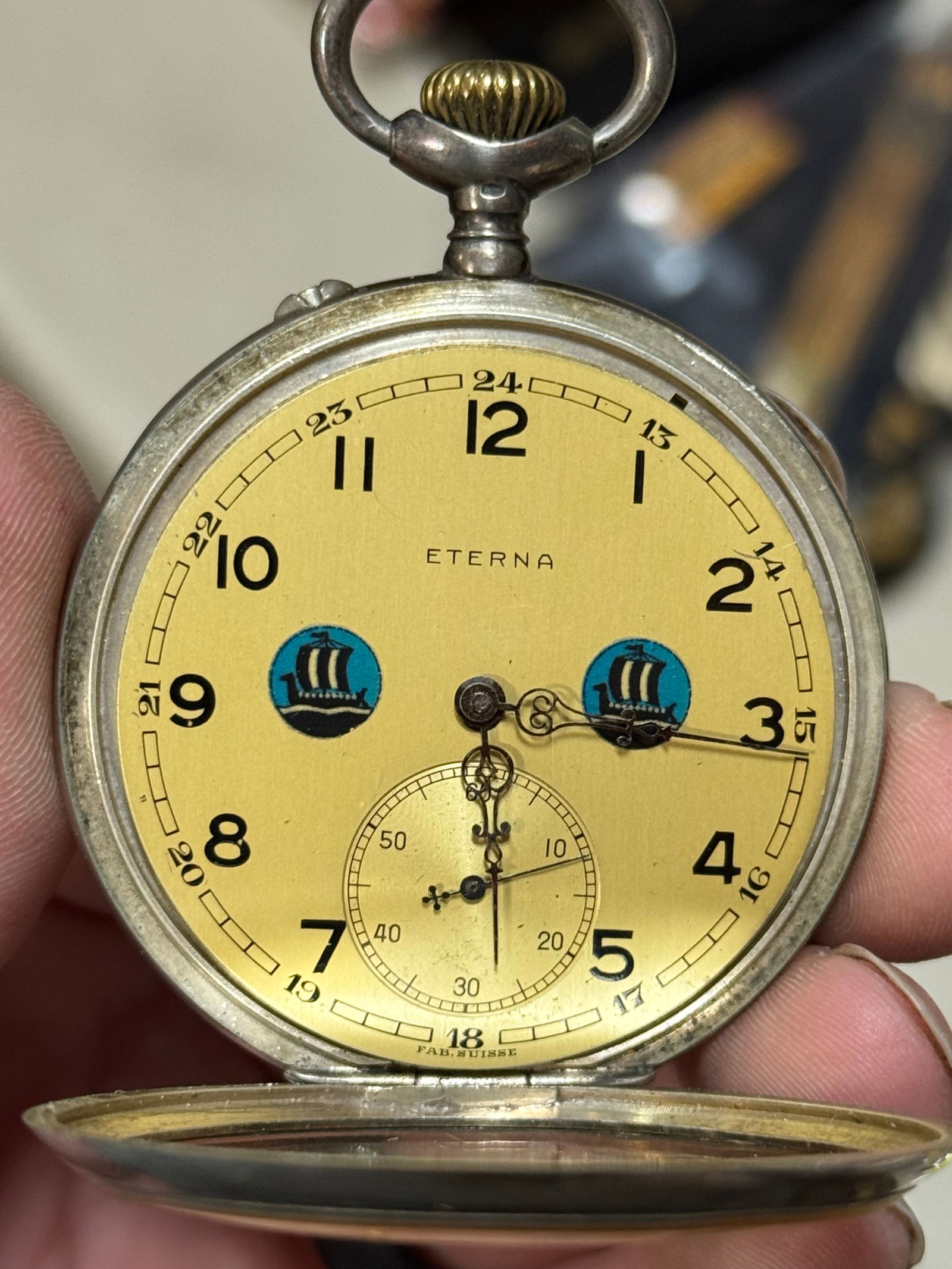 WOW! German WWII 1942 Kriegsmarine Navy U-Boat ‘800’ Silver Pocket Watch - 12