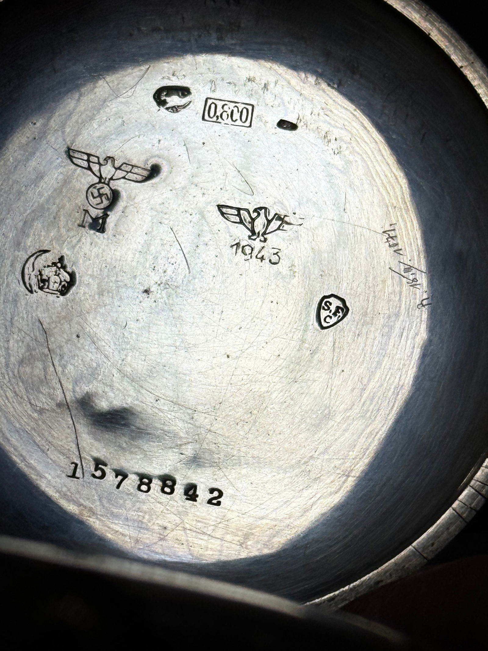 WOW! German WWII 1942 Kriegsmarine Navy U-Boat ‘800’ Silver Pocket Watch - 8