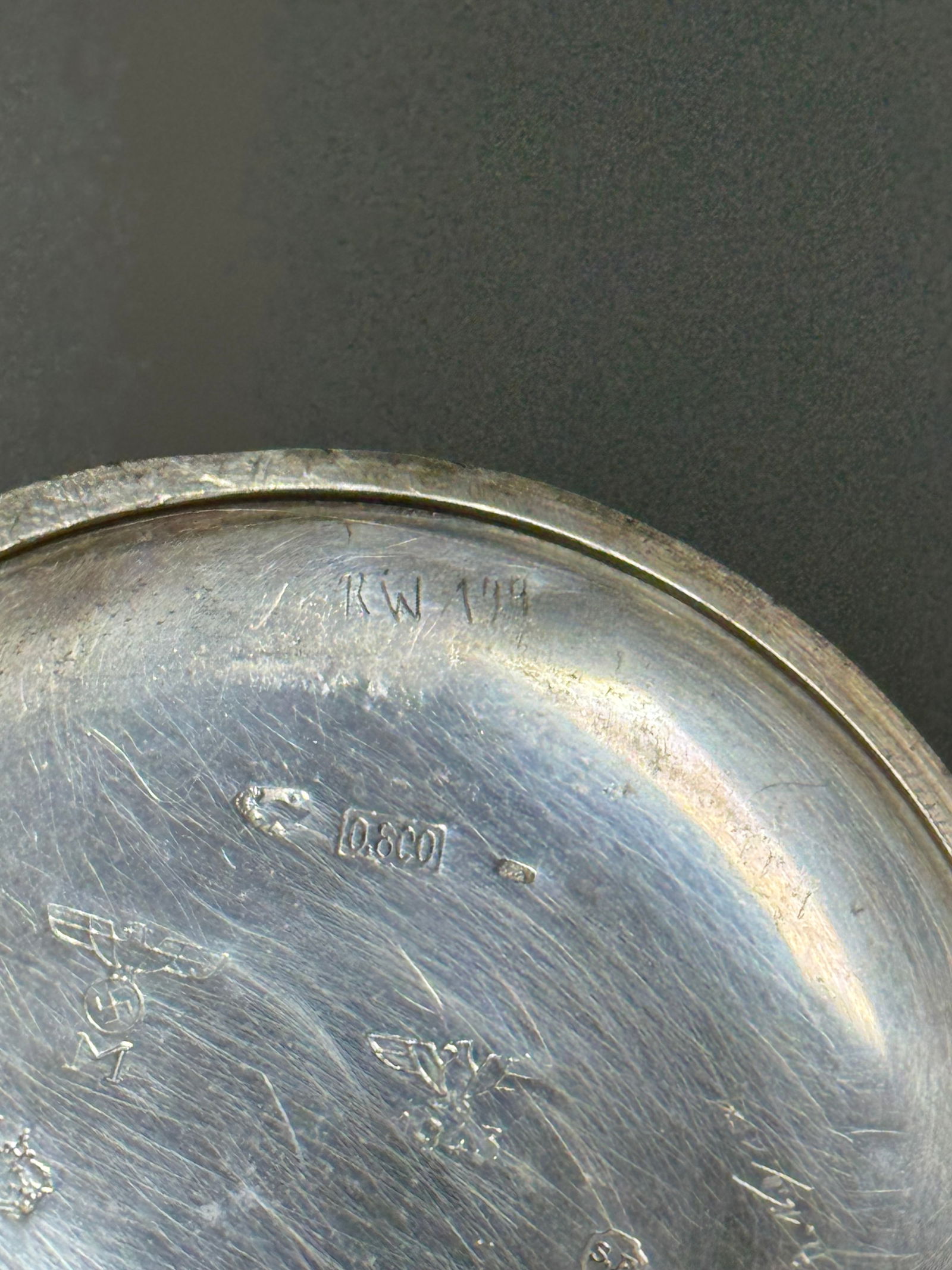 WOW! German WWII 1942 Kriegsmarine Navy U-Boat ‘800’ Silver Pocket Watch - 9