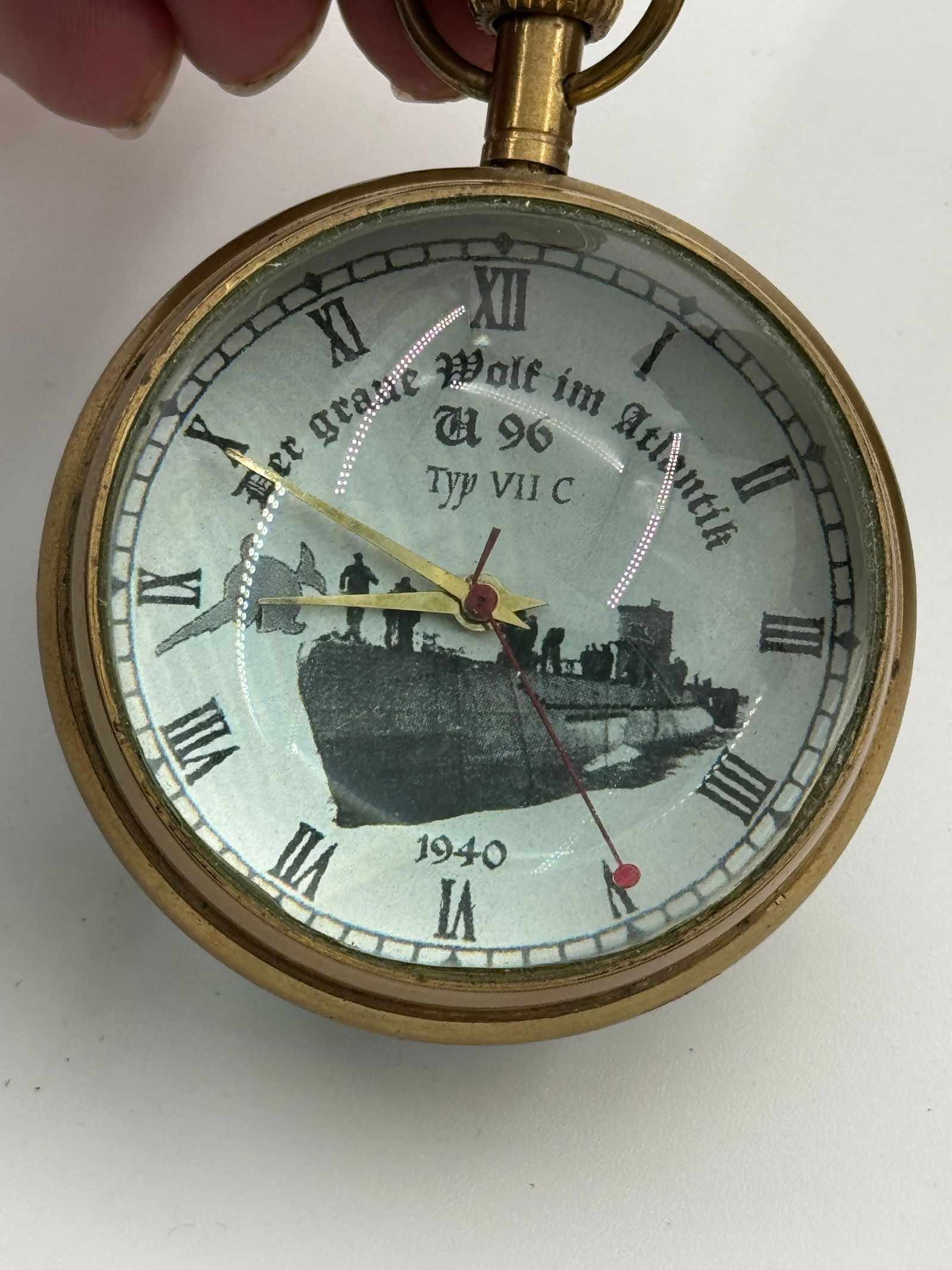 Interesting German Type VII-C “Grave Wolf” U-96 Submarine Crystal Ball Table Clock in Ca - 5