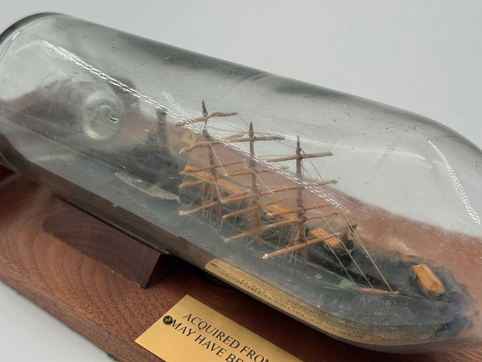 WWII German Prisoner of War / POW Assembled “Ship in a bottle” of Nazi Ship - 4