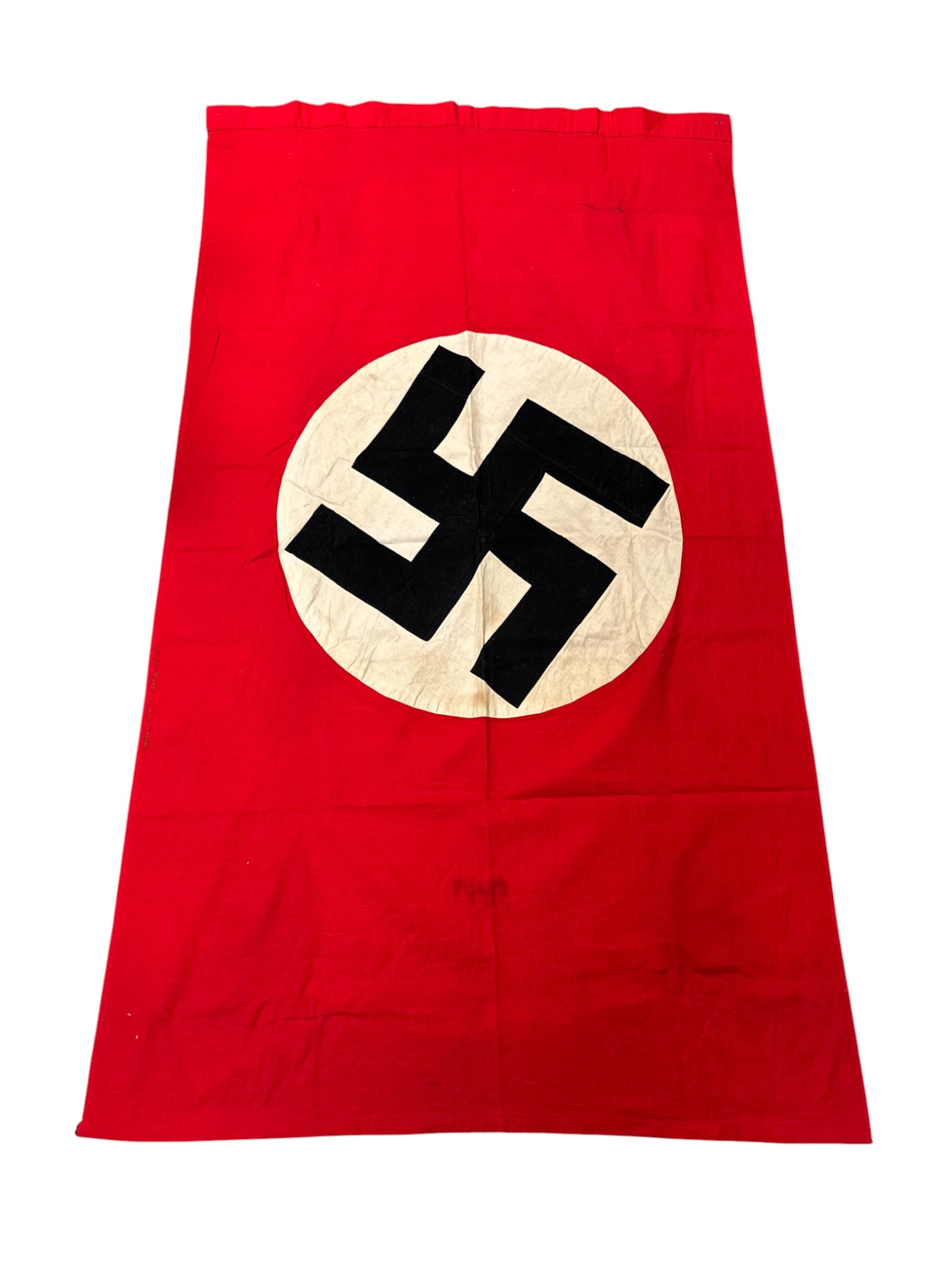 German WWII NSDAP Banner / Flag: Measures 60" x 35". Threads glow under blacklight. See photos. Buyer be your own judge of authenticity.