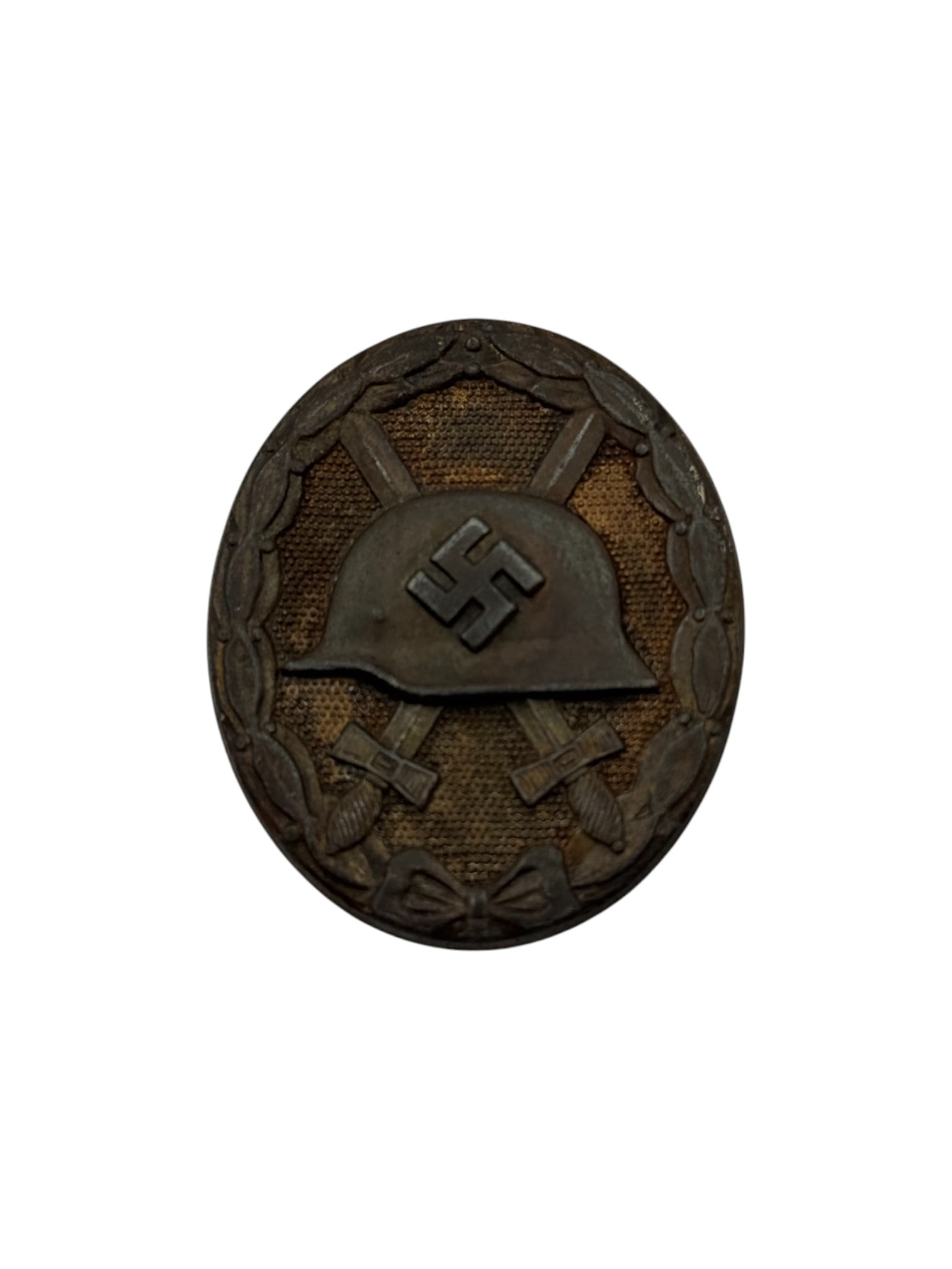 WWI German Army Wound Badge - Silver, Solid Back – 65: Solid back, Zinc, Silver. Maker marked “65” for Klein & Quenzer AG, Idar-Oberstein