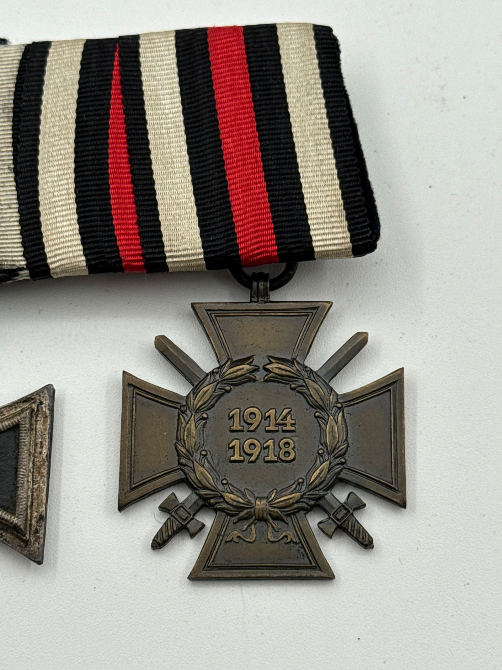 German WWI 2-Piece Medal Ribbon Bar w/ Iron Cross 2nd Class & Hindenburg/Honour Cross - 3