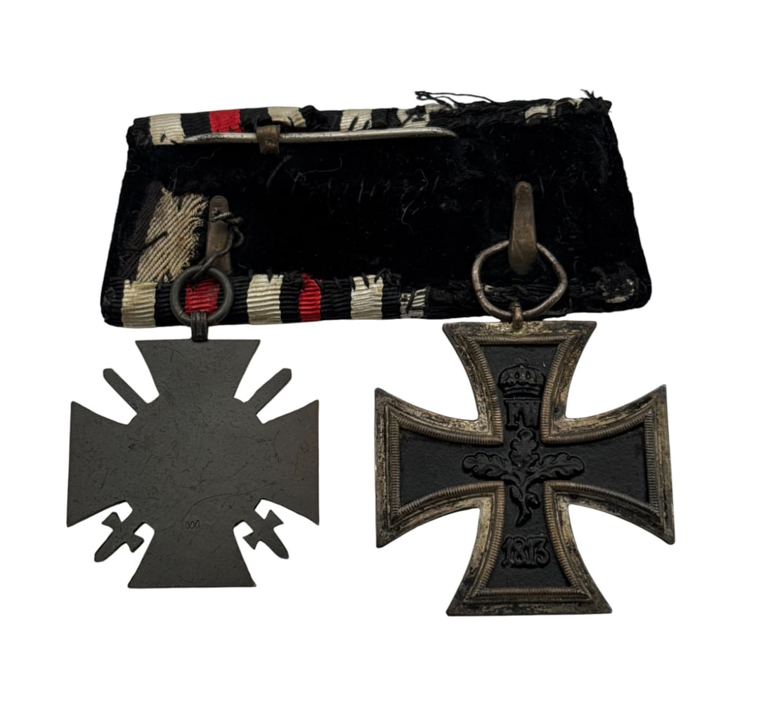 German WWI 2-Piece Medal Ribbon Bar w/ Iron Cross 2nd Class & Hindenburg/Honour Cross - 4