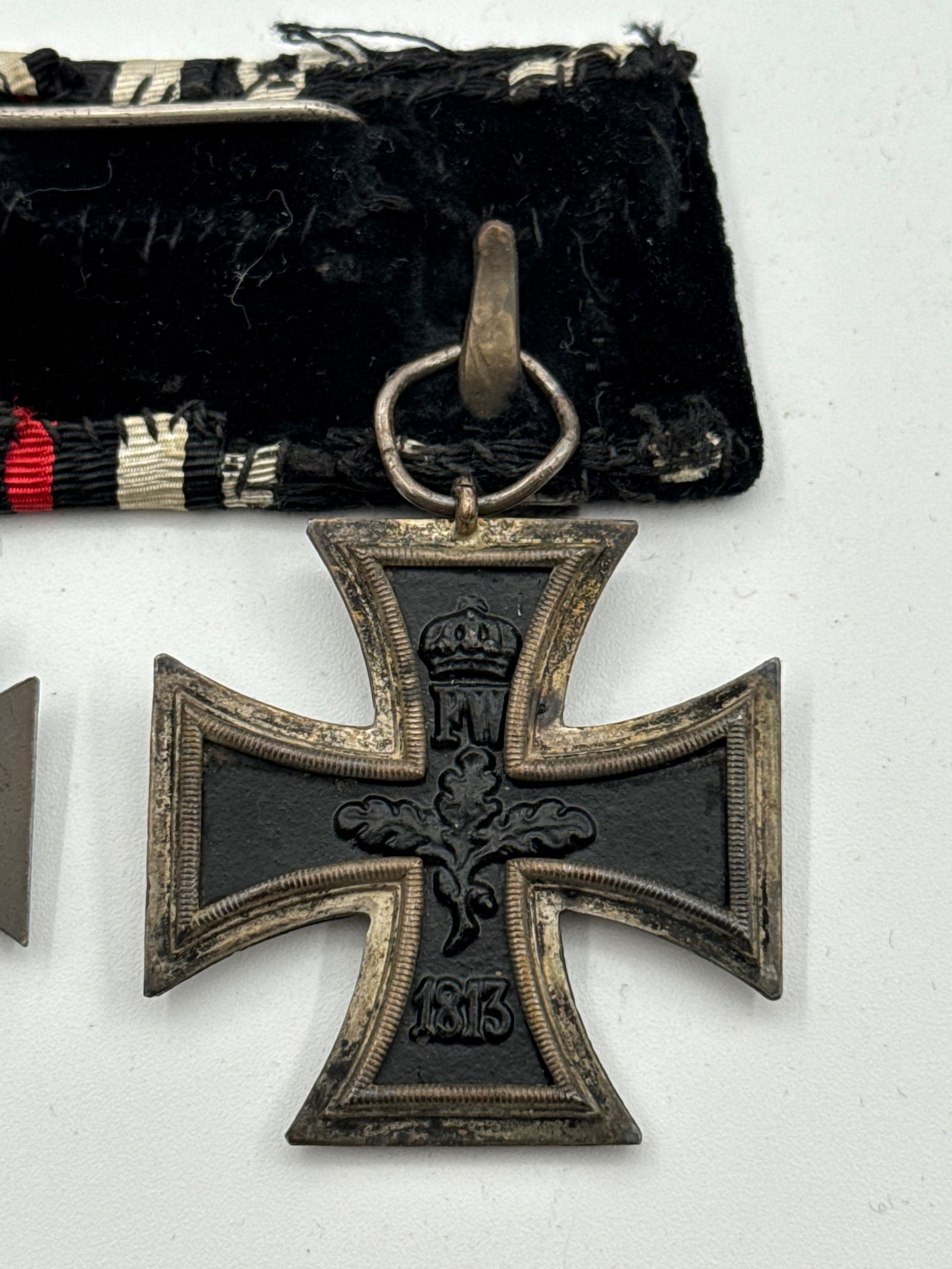 German WWI 2-Piece Medal Ribbon Bar w/ Iron Cross 2nd Class & Hindenburg/Honour Cross - 5