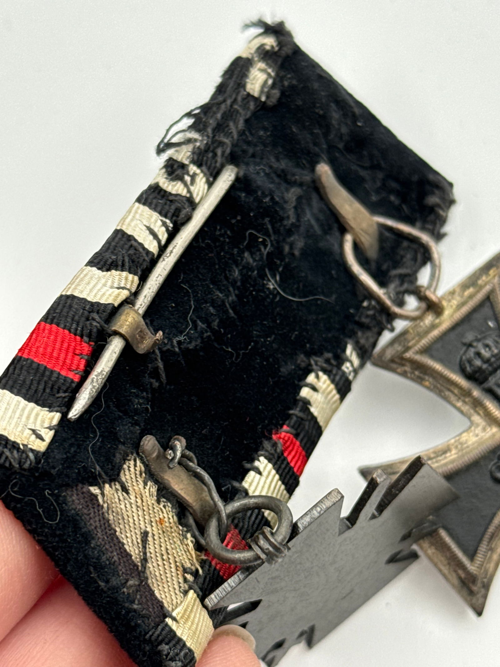 German WWI 2-Piece Medal Ribbon Bar w/ Iron Cross 2nd Class & Hindenburg/Honour Cross - 7