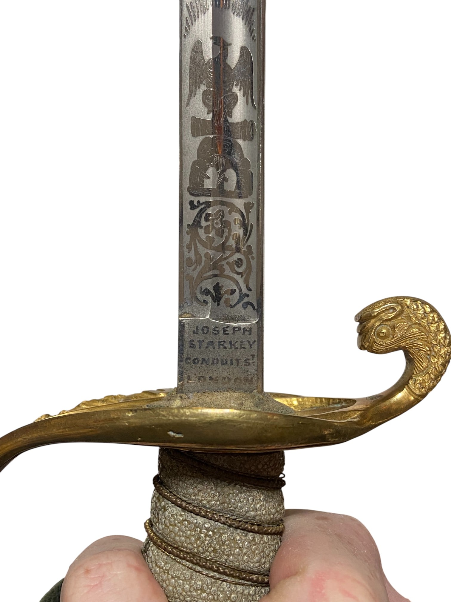 Scarce Original U.S. Civil War M1852 USN Navy Officer's Sword with Scabbard & Hanger Chain - 10