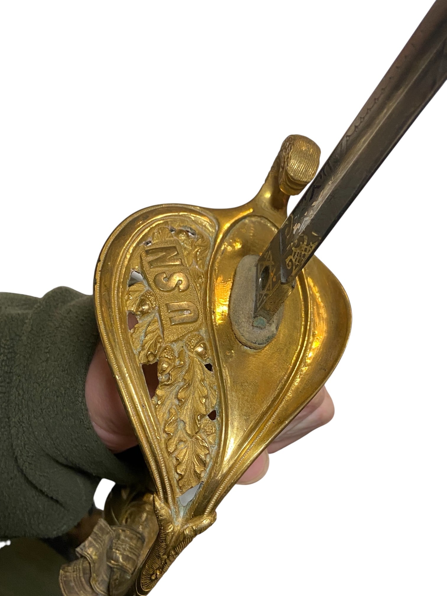 Scarce Original U.S. Civil War M1852 USN Navy Officer's Sword with Scabbard & Hanger Chain - 11