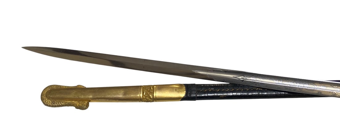 Scarce Original U.S. Civil War M1852 USN Navy Officer's Sword with Scabbard & Hanger Chain - 2