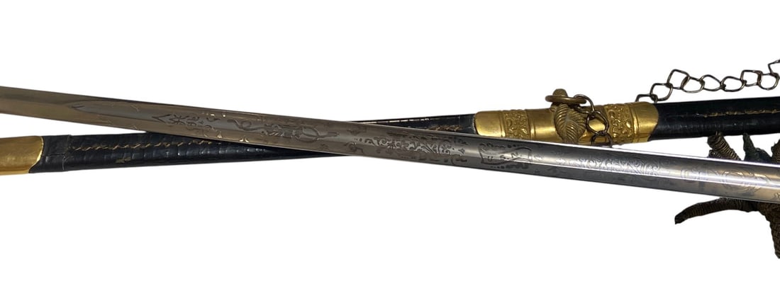 Scarce Original U.S. Civil War M1852 USN Navy Officer's Sword with Scabbard & Hanger Chain - 3