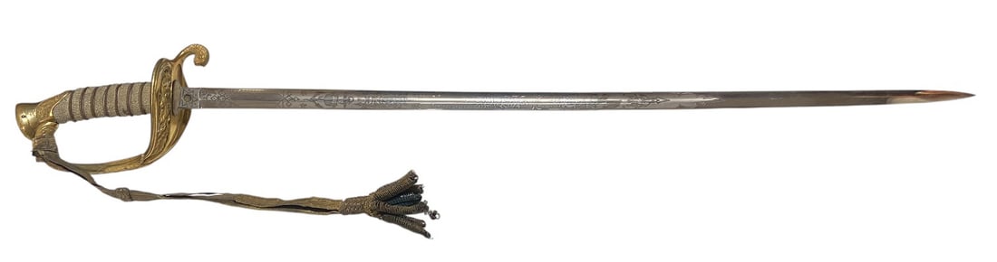 Scarce Original U.S. Civil War M1852 USN Navy Officer's Sword with Scabbard & Hanger Chain - 5